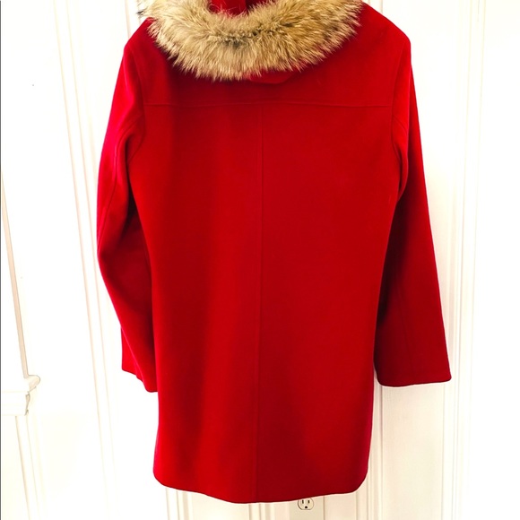 Michael Kors red toggle coat with fur-lined hood - Picture 3 of 5